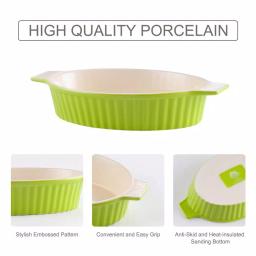 MALACASA 2-Piece Oval Green Porcelain Bakeware Set, 12.75 in. and 14.5 in. Ceramic Baking Pans thumbnail 7