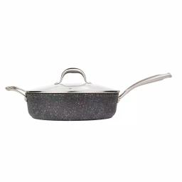 MasterPan Granite Ultra 5 qt. Cast Aluminum Nonstick Saute Pan with Glass Lid, Black thumbnail 4
