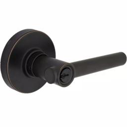 Defiant Highland Aged Bronze Keyed Entry Door Lever with Round Rose thumbnail 1