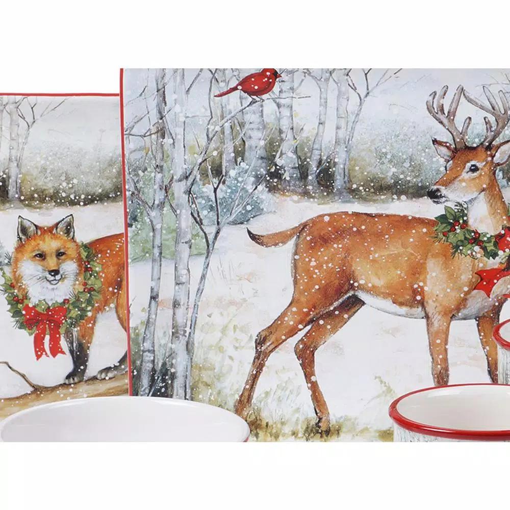 Certified International Winter Lodge Multicolored Earthenware 36 oz. Soup Bowls, Set of 4