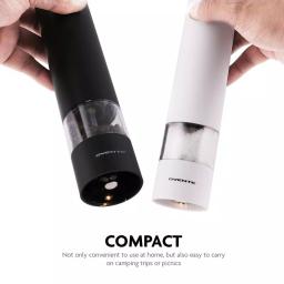 Ovente Electric Salt and Pepper Grinder Set, Battery Operated, Adjustable Coarseness, Black and White thumbnail 7