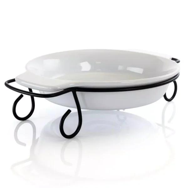 Gibson Elite Gracious Dining 2-Piece Stoneware Bakeware Set with Metal Rack, Oval, White