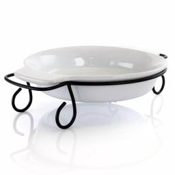 Gibson Elite Gracious Dining 2-Piece Stoneware Bakeware Set with Metal Rack, Oval, White thumbnail 1