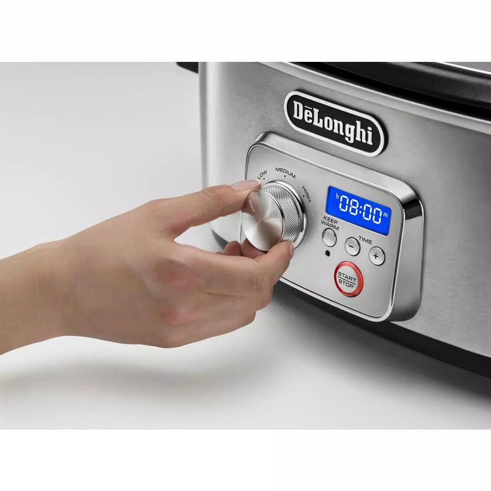 DeLonghi Livenza 6 Qt. Programmable Slow Cooker with Stovetop-Safe Pot, Stainless Steel