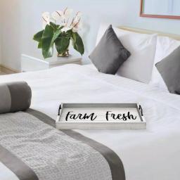 Elegant Designs Farm Fresh Gray Wash Decorative Wood Serving Tray with Black Metal Handles thumbnail 5
