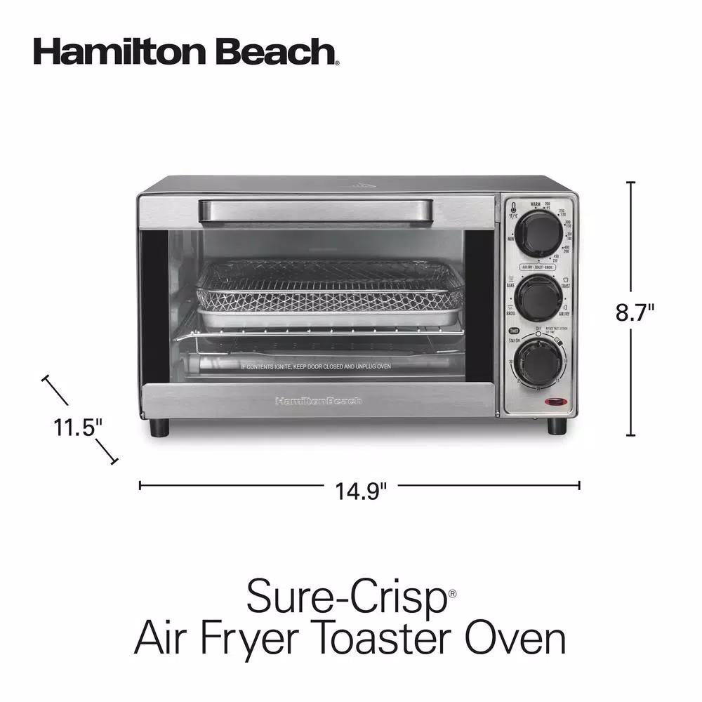 Hamilton Beach Sure-Crisp 4-Slice Air Fryer Toaster Oven, Stainless Steel