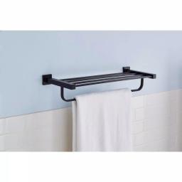 Glacier Bay Farrington 21 in. Wall Mount Towel Rack with Shelf and Bar, Matte Black thumbnail 2