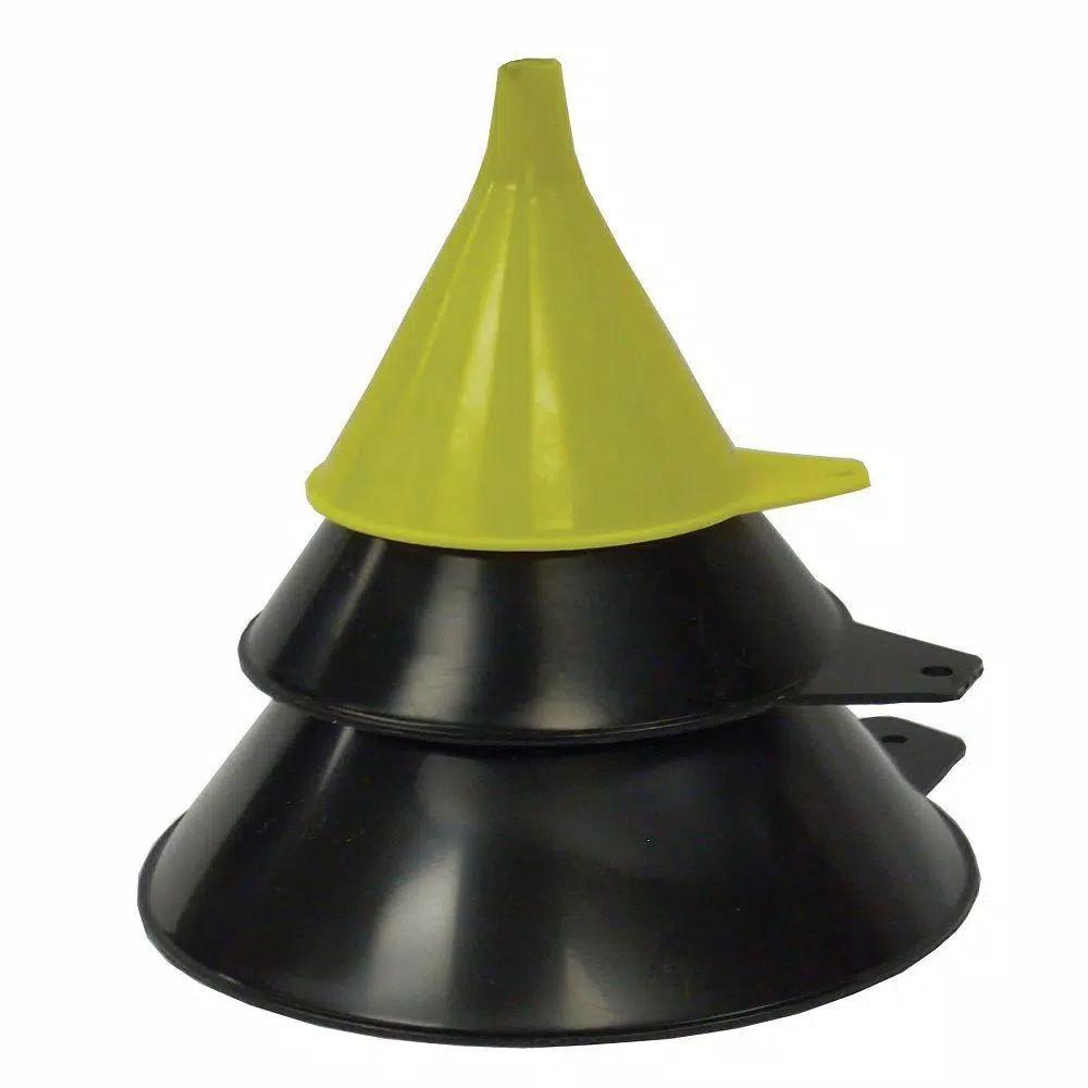 K Tool International 3-Piece Multi-Purpose Funnel Set, Assorted Sizes, High-Density Polyethylene