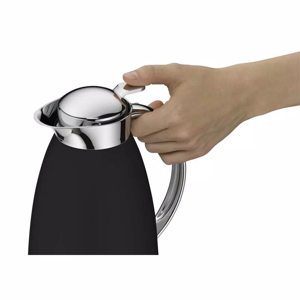 Alfi Gusto Glass Vacuum Carafe, 1.06 Qt. Black Lacquered Metal Thermal Server