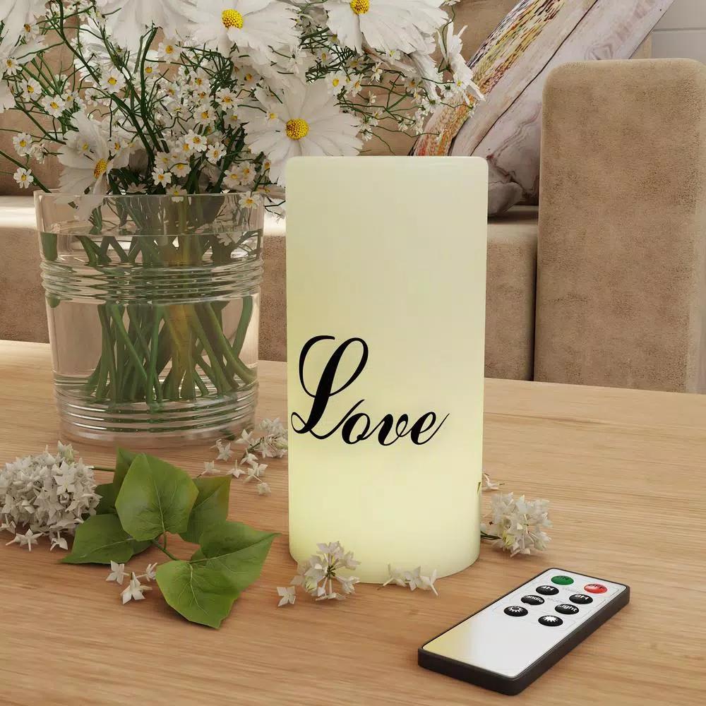 Lavish Home "Love" LED Flameless Candle with Remote Control, Vanilla Scented Real Wax