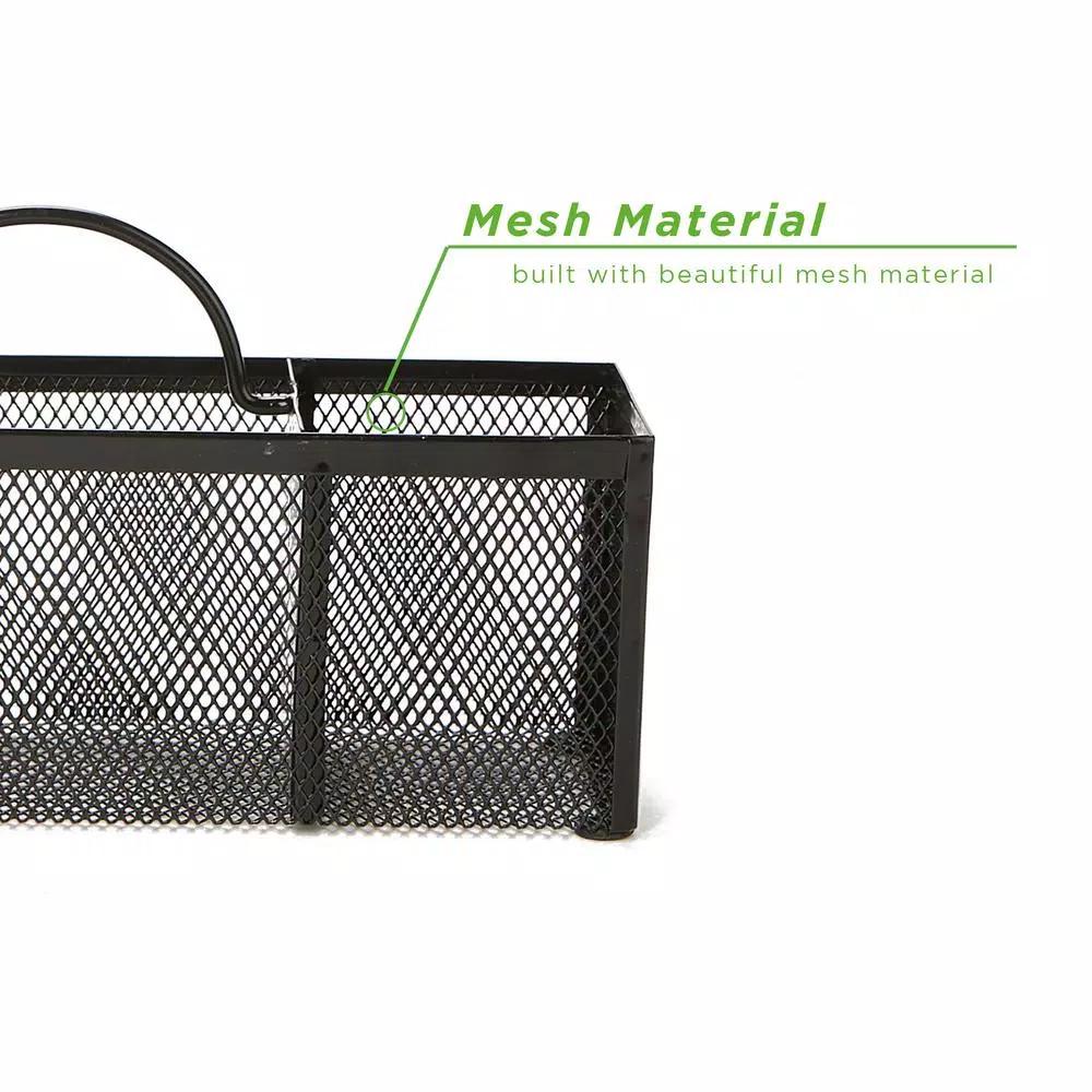 Mind Reader 3-Section Black Mesh Cutlery Holder & Silverware Organizer