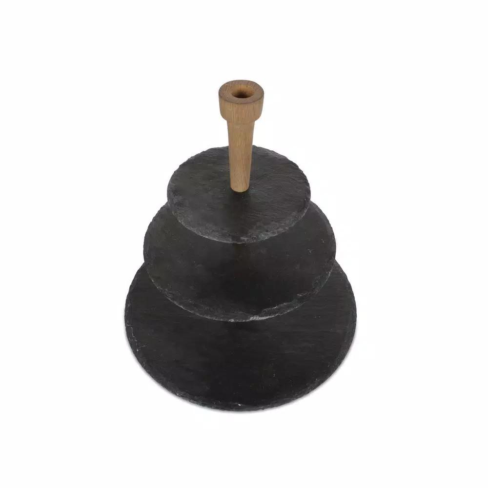 Boska 3-Tier Slate and Oak Cheese Party Tower Serving Tray
