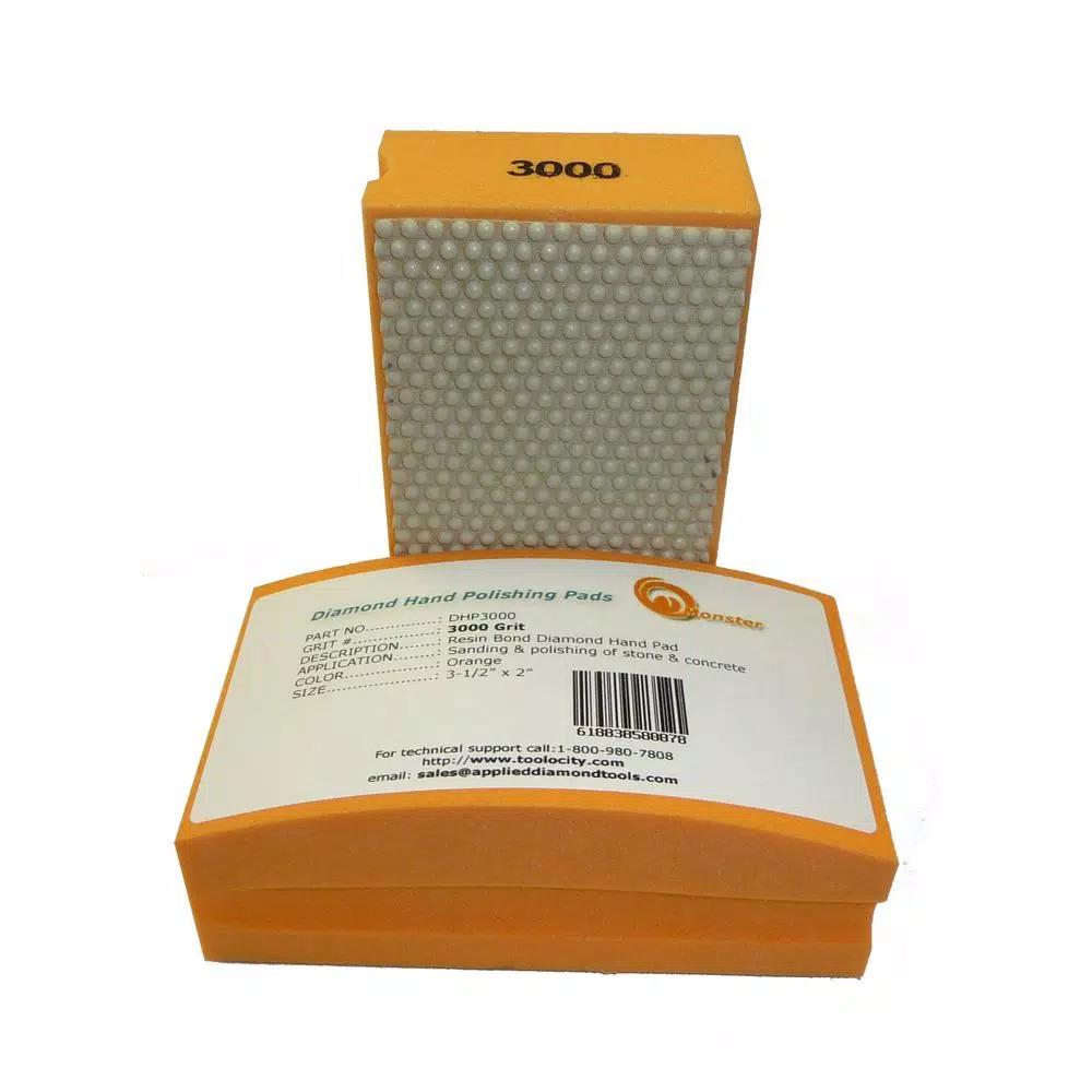 Monster Diamond 3000-Grit Resin Bonded Hand Polishing Pad Block