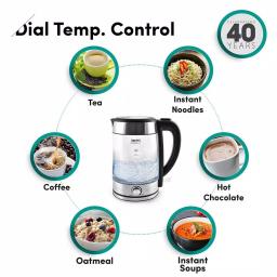Aroma Stainless Steel Electric Kettle with German Glass, 1.2L Capacity, 1500W thumbnail 5
