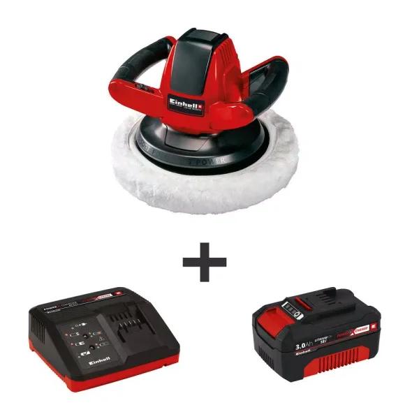 Einhell PXC 18V Cordless 10 in. Random Orbit Rotary Polisher Kit with 3.0 Ah Battery and Fast Charger