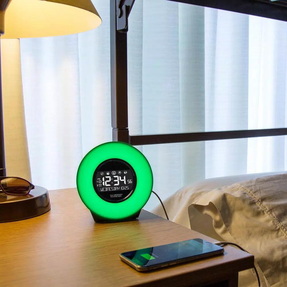 La Crosse Technology Color Mood Light Alarm Clock with Nature Sounds and USB Charging Port