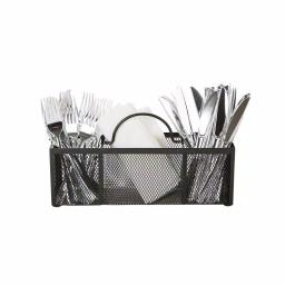 Mind Reader 3-Section Black Mesh Cutlery Holder & Silverware Organizer thumbnail 1