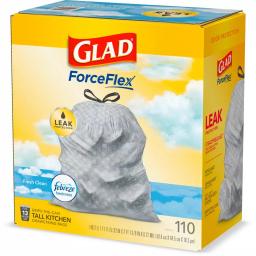 Glad ForceFlex 13 Gallon Tall Kitchen Drawstring Trash Bags, Fresh Clean Scent with Febreze, 110 Count thumbnail 10