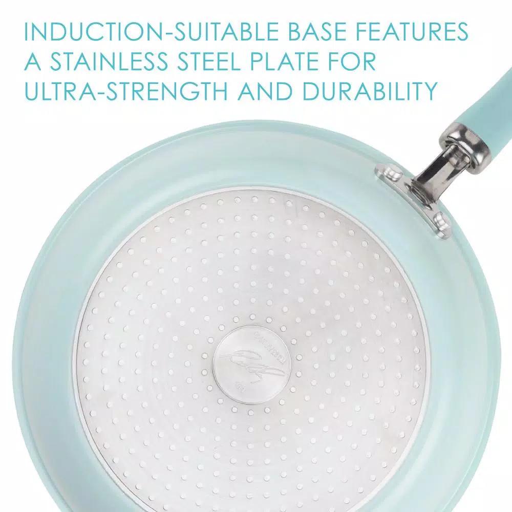 Rachael Ray Create Delicious 6 Qt. Aluminum Nonstick Stock Pot with Glass Lid, Teal Shimmer