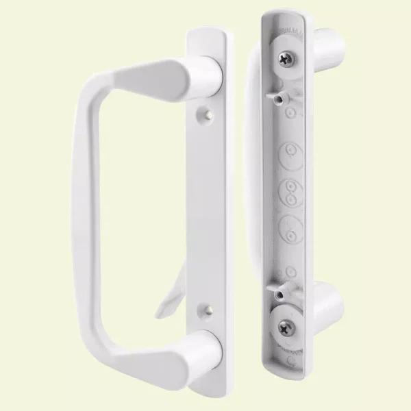 Prime-Line White Diecast Patio Door Handle Set, Non-Keyed Low Profile Sliding Door Pulls