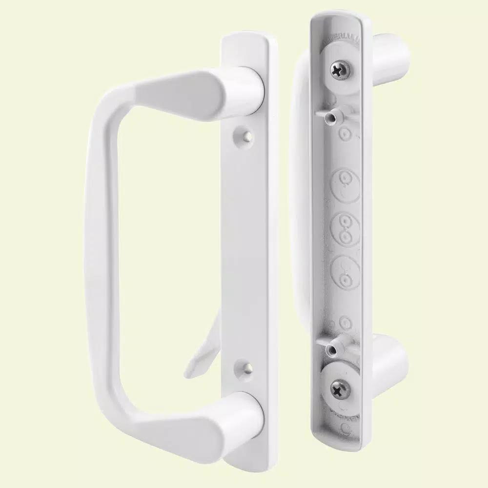Prime-Line White Diecast Patio Door Handle Set, Non-Keyed Low Profile Sliding Door Pulls