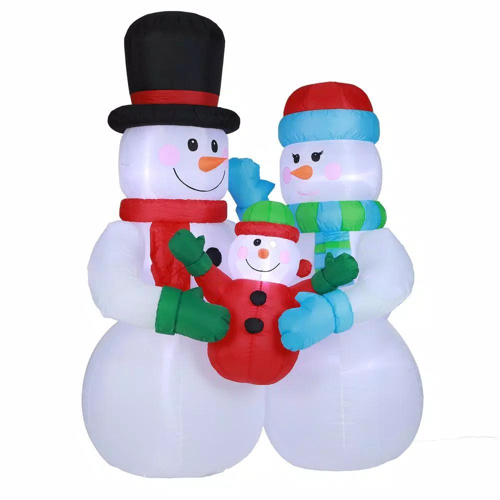 Luxen Home 8 ft. Snowman Family Inflatable Holiday Yard Decor with LED Lights