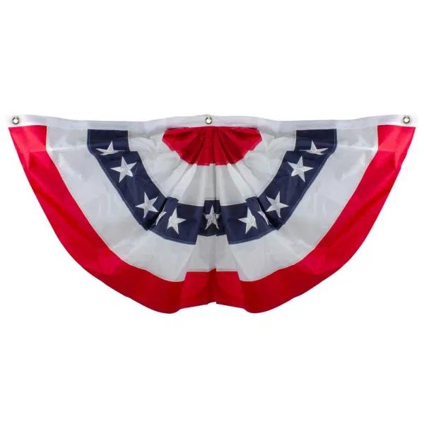 Northlight 48 in. x 24 in. Red White and Blue USA Pleated American Bunting Flag with Embroidered Stars