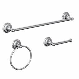 Glacier Bay Tennyson 3-Piece Chrome Bath Hardware Set with 18 in. Towel Bar, Towel Ring, and Toilet Paper Holder thumbnail 1