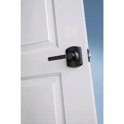 Schlage Broadway Matte Black Passage Lever with Greenwich Trim thumbnail 5
