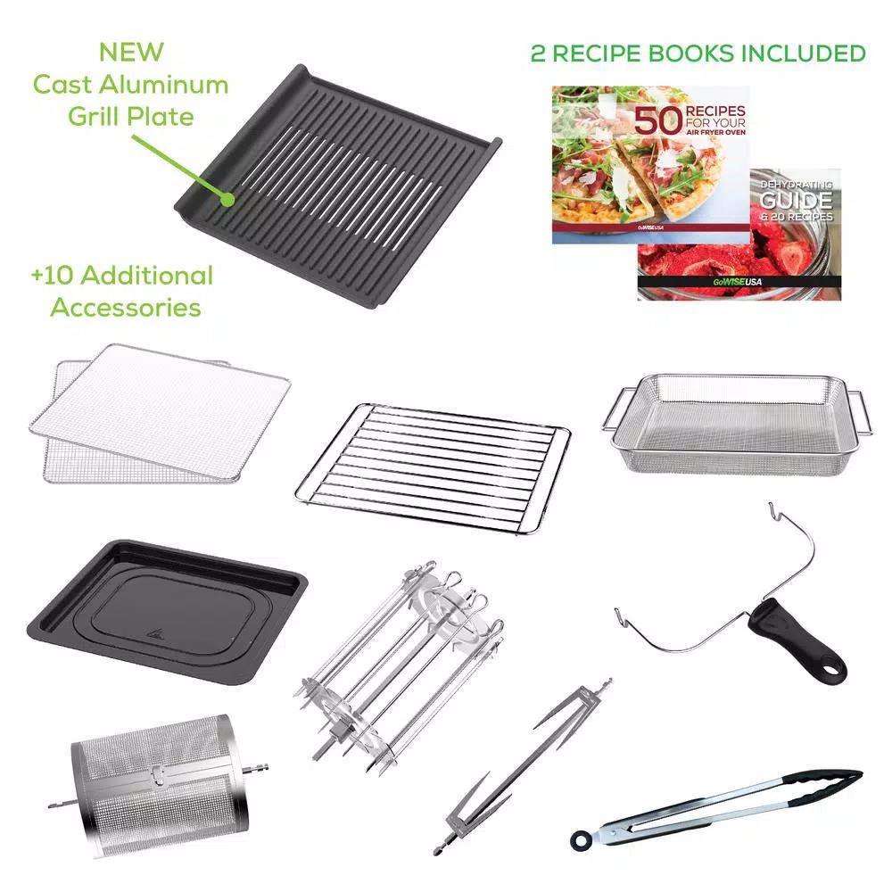 GoWISE USA GoWISE 1700W Ultimate Air Fryer Oven Grill with Dual Heating, Rotisserie & Dehydrator, 14.7 qt, Stainless Steel