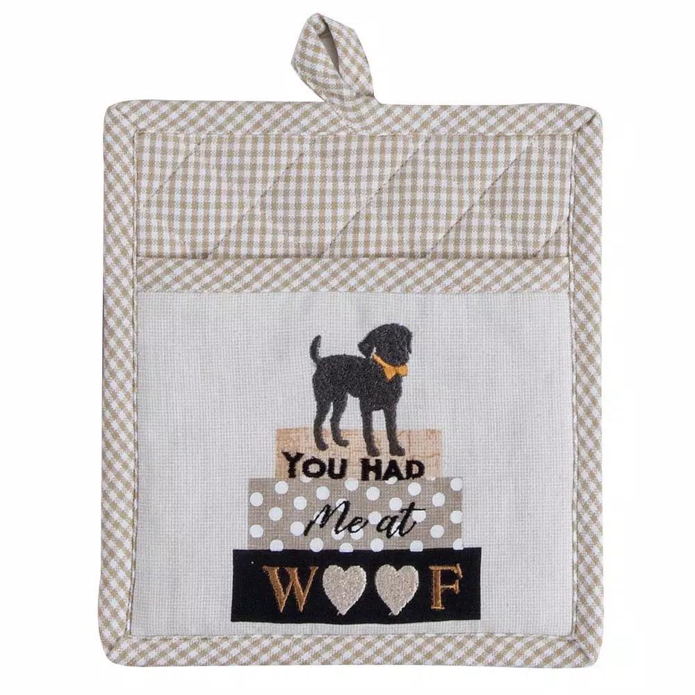 Kay Dee Fur Real Pets Dog Themed Gray Cotton Kitchen Textile Set - 4 Piece
