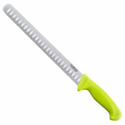 Cook N Home 11 in. Granton Edge Stainless Steel Carving Knife, Green Handle thumbnail 1
