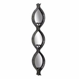 LITTON LANE Eclectic Black Metal Mesh Ellipse Wall Sconces with Mirror Inlays, Set of 2 thumbnail 3