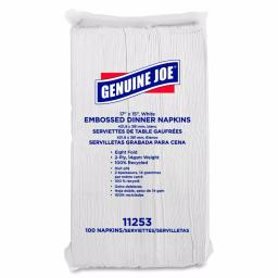 Genuine Joe White Embossed 2-Ply Dinner Napkins, 3000 Sheets thumbnail 2