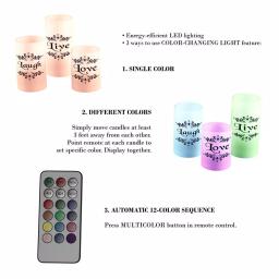 Lavish Home Live Laugh Love LED Flameless Candle Set of 3 with Remote thumbnail 4