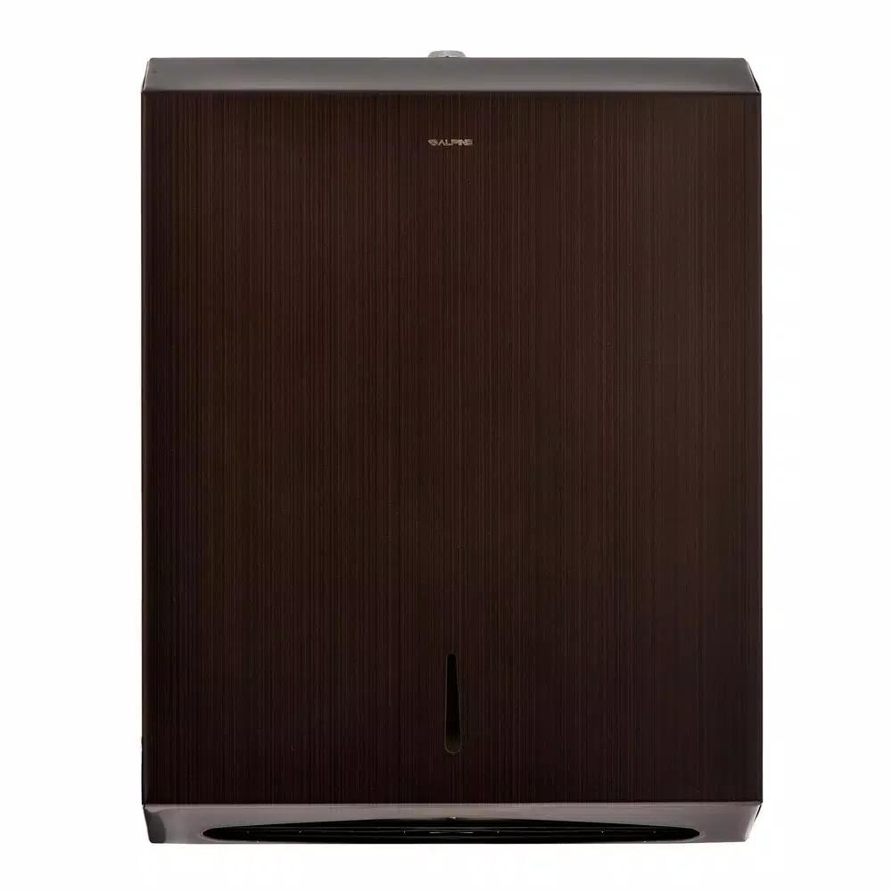 Alpine Industries Brushed Antique Bronze Stainless Steel C-Fold & Multi-Fold Paper Towel Dispenser