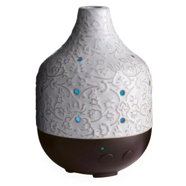 Airome 9.9 in. Botanical Ceramic Essential Oil Diffuser with Decorative Scroll Motif