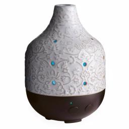 Airome 9.9 in. Botanical Ceramic Essential Oil Diffuser with Decorative Scroll Motif thumbnail 1
