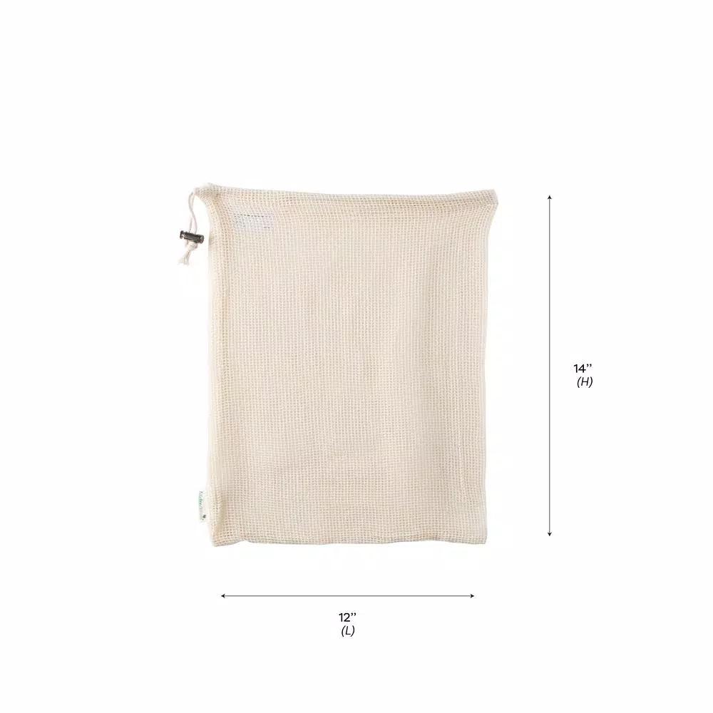 Kitchen Details Natural Cotton Eco Reusable Mesh Produce Bags, 3-Pack