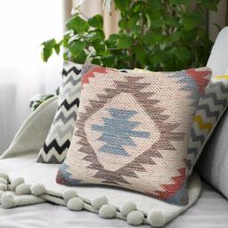 LR Home Southwestern Red Blue Gray Graphic Throw Pillow - 18 x 18 in. Cotton Square Accent Pillow thumbnail 8