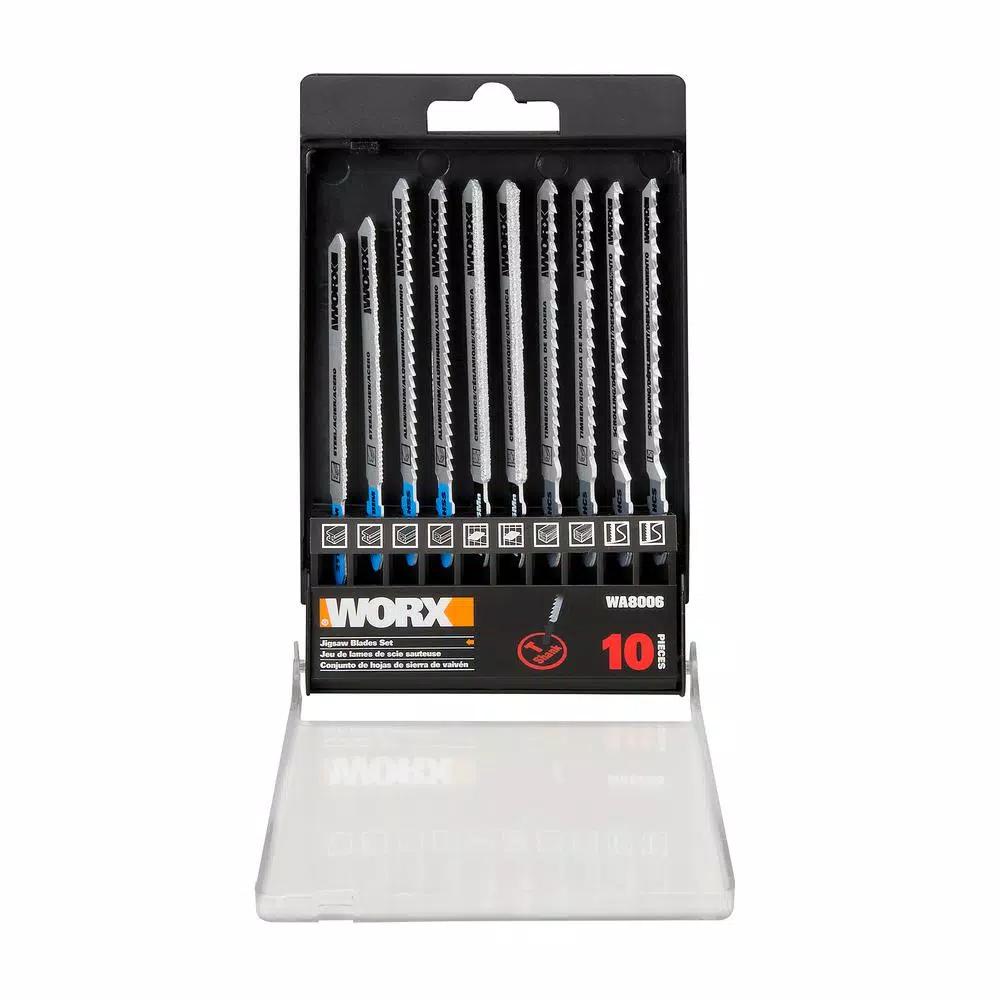 Worx T-Shank Jigsaw Blade Assortment Set, 10-Piece Multi-Purpose Kit for Worx Blade Runner and Rockwell