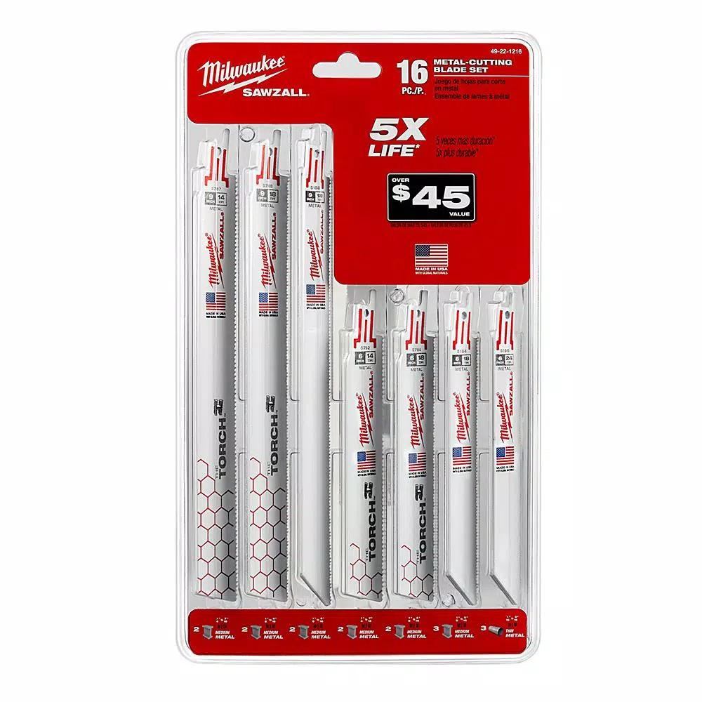 Milwaukee SAWZALL Metal Cutting Reciprocating Blade & SHOCKWAVE Titanium Drill Bit Set, 31-Piece