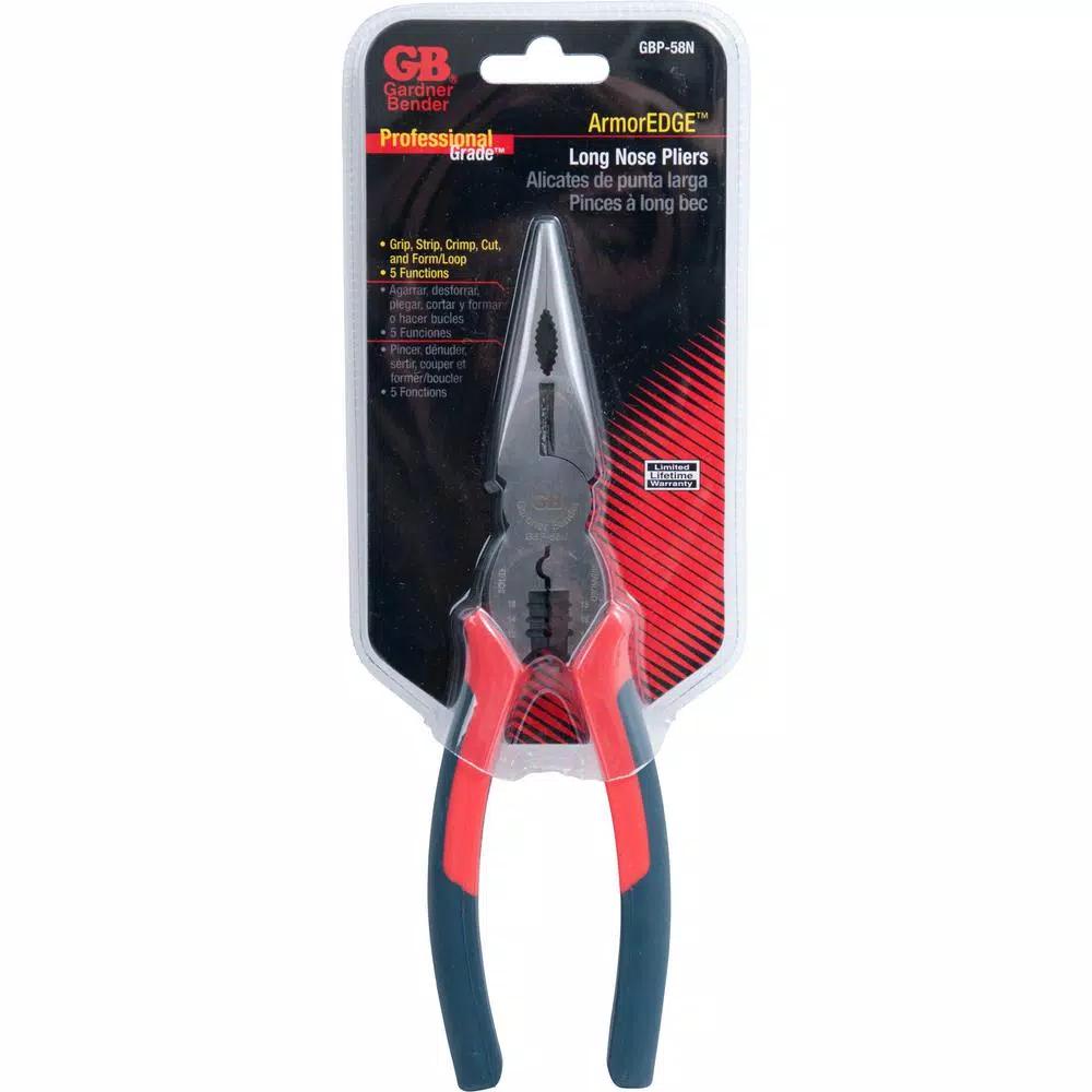 Gardner Bender ArmorEDGE 8 in. Long Nose Pliers - 5-in-1 Multi-Function Tool