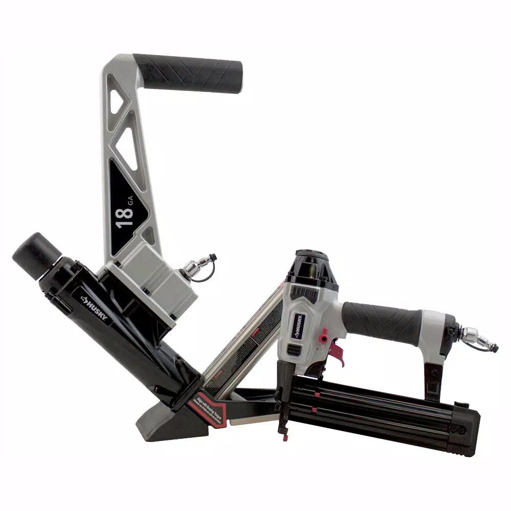 Husky 18-Gauge Engineered and Exotic Hardwood Flooring Nailer and Brad Nailer 2-Piece Combo Kit