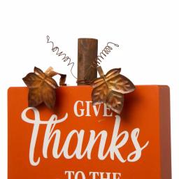Glitzhome 8.85 in. Fall Wooden Pumpkin Table Decor Set, 3-Pack with Harvest Blessing Words thumbnail 4