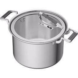 CookCraft by Candace 8 qt. Tri-Ply Stainless Steel Stock Pot with Patented Latch Glass Lid thumbnail 1