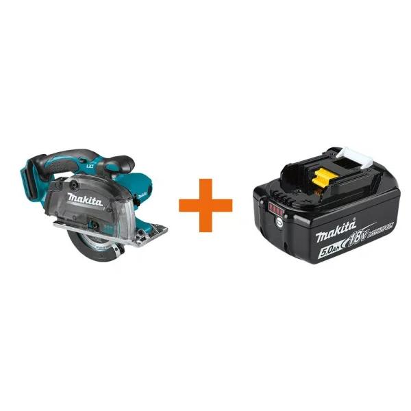Makita 18V LXT Cordless 5-3/8 in. Metal Cutting Saw with 5.0Ah Battery Bundle