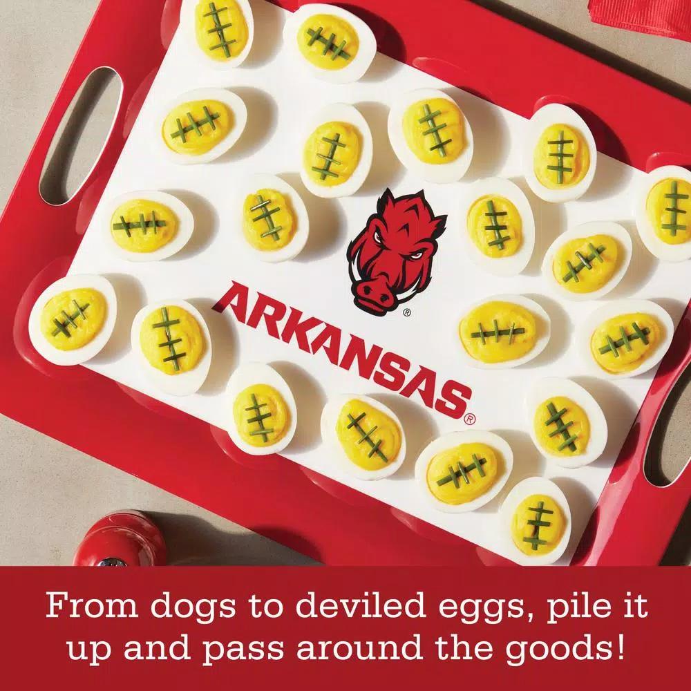 Unbranded University of Arkansas Razorbacks Serve 'n Score Party Platter, 16 x 12.5-Inch, White Melamine