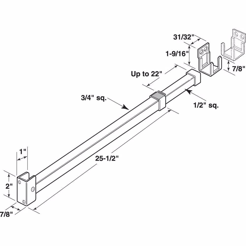 Prime-Line Adjustable Aluminum Sliding Patio Door Security Bar Lock, White, 28 in. to 48 in.