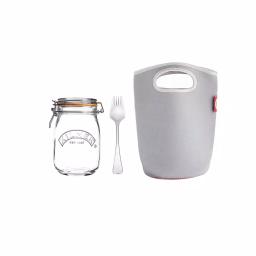 Kilner 34 oz Glass Make and Take Salad Jar Set with Neoprene Pouch and Stainless Steel Spork thumbnail 1